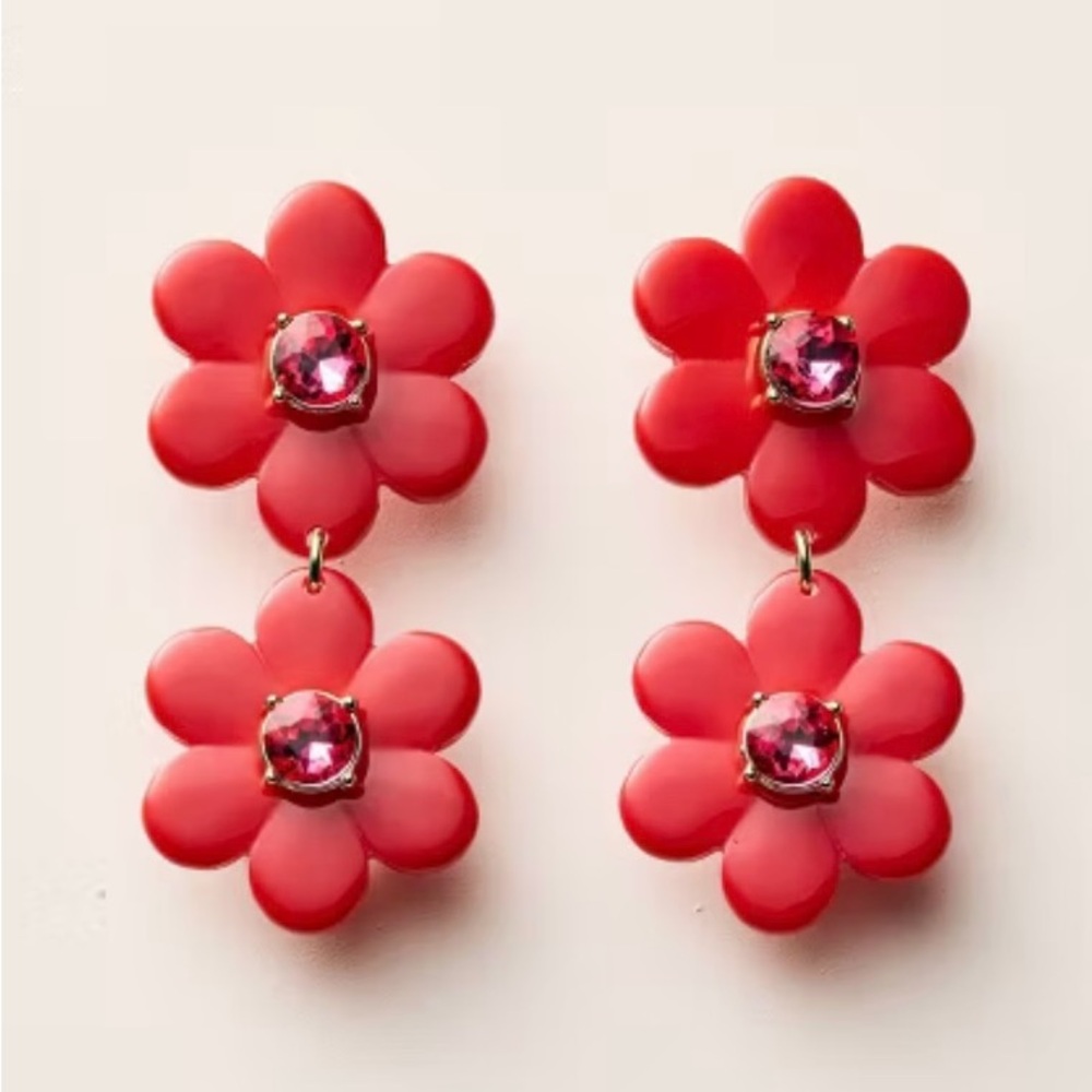 Kate Spade x Target Red Floral Linear Earrings